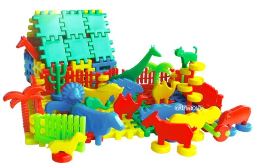 POLSKIE KLOCKI WAFLE DUŻY ZESTAW ZWIERZĘTA ŚWIATA