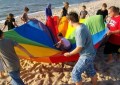 PROFESJONALNA CHUSTA ANIMACYJNA - 7 BARW- 2 M/28UCHWYTÓW